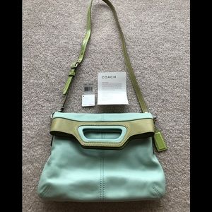 Coach Bonnie Leather Crossbody Seafoam/Lime EUC